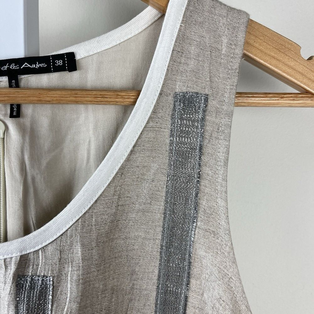 Mado Et Les Autres Dress Tan Linen Blend Layered Sleeveless Lagenlook Eu 38 Us 8 View 5